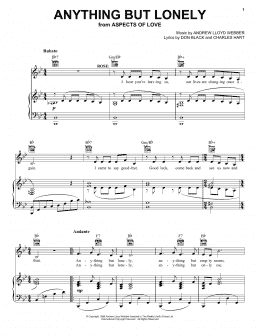 page one of Anything But Lonely (from Aspects Of Love) (Piano, Vocal & Guitar Chords (Right-Hand Melody))