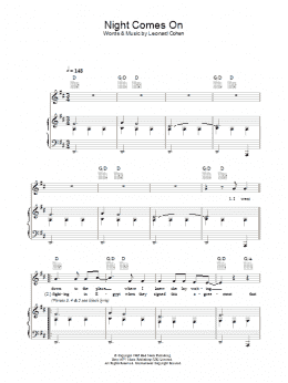 page one of Night Comes On (Piano, Vocal & Guitar Chords)