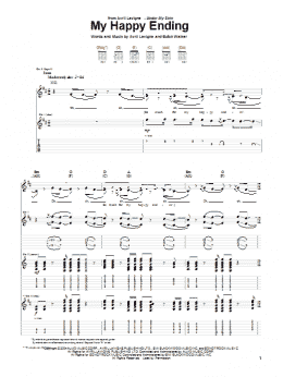 page one of My Happy Ending (Guitar Tab)