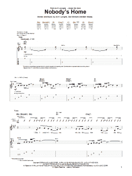 page one of Nobody's Home (Guitar Tab)