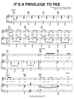 page one of It's A Privilege To Pee (Piano, Vocal & Guitar Chords (Right-Hand Melody))