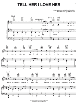 page one of Tell Her I Love Her (Piano, Vocal & Guitar Chords (Right-Hand Melody))