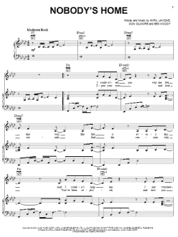 page one of Nobody's Home (Piano, Vocal & Guitar Chords (Right-Hand Melody))