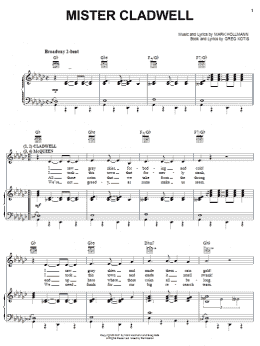 page one of Mister Cladwell (Piano, Vocal & Guitar Chords (Right-Hand Melody))