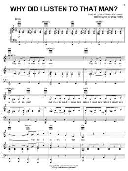 page one of Why Did I Listen To That Man? (Piano, Vocal & Guitar Chords (Right-Hand Melody))