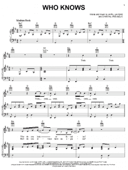 page one of Who Knows (Piano, Vocal & Guitar Chords (Right-Hand Melody))