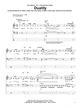 page one of Duality (Bass Guitar Tab)