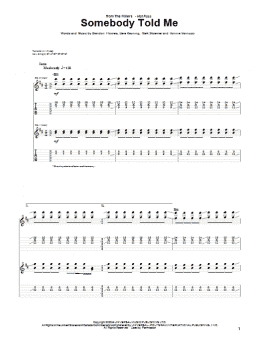 page one of Somebody Told Me (Guitar Tab)