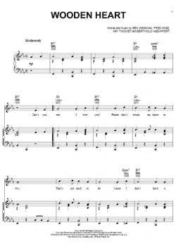 page one of Wooden Heart (Piano, Vocal & Guitar Chords (Right-Hand Melody))