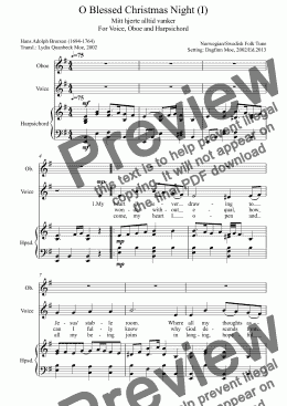 page one of O Blessed Christmas Night (I)  (Voice, Oboe, Harpsichord)