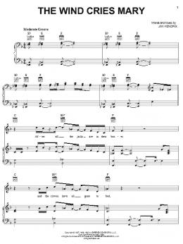 page one of The Wind Cries Mary (Piano, Vocal & Guitar Chords (Right-Hand Melody))