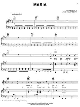 page one of Maria (Piano, Vocal & Guitar Chords (Right-Hand Melody))