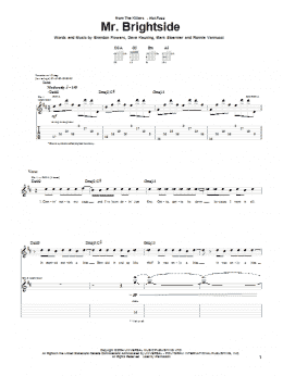 page one of Mr. Brightside (Guitar Tab)