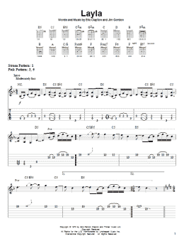 page one of Layla (Easy Guitar Tab)