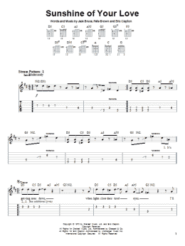 page one of Sunshine Of Your Love (Easy Guitar Tab)