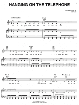page one of Hanging On The Telephone (Piano, Vocal & Guitar Chords (Right-Hand Melody))