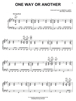 page one of One Way Or Another (Piano, Vocal & Guitar Chords (Right-Hand Melody))