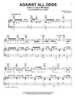 page one of Against All Odds (Take A Look At Me Now) (Piano, Vocal & Guitar Chords (Right-Hand Melody))