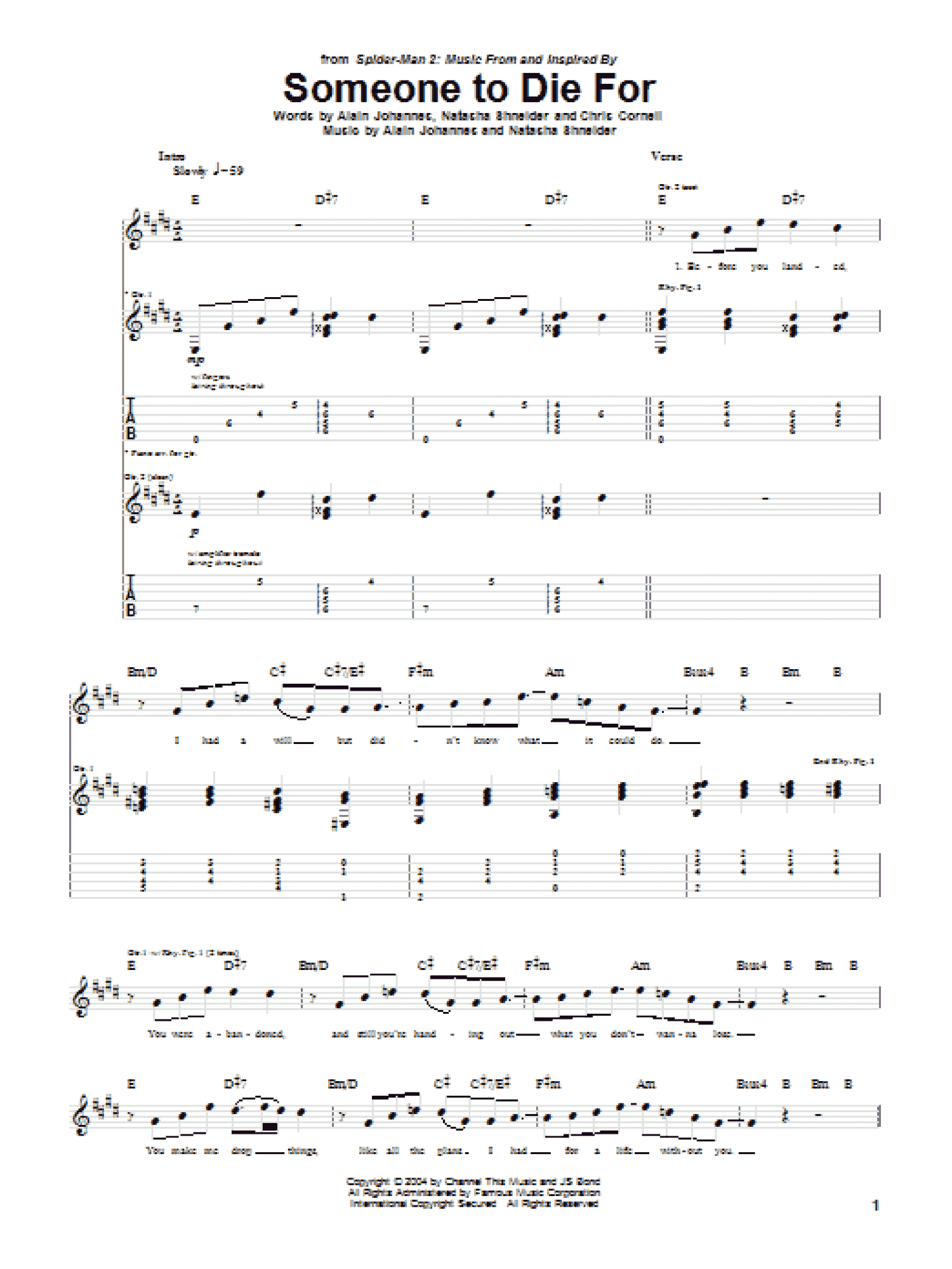 Someone To Die For (Guitar Tab)