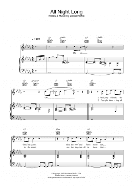 page one of All Night Long (All Night) (Piano, Vocal & Guitar Chords)