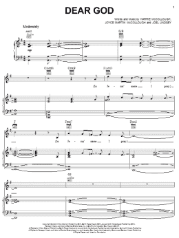 page one of Dear God (Piano, Vocal & Guitar Chords (Right-Hand Melody))