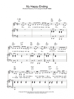 page one of My Happy Ending (Piano, Vocal & Guitar Chords)