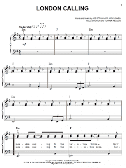 page one of London Calling (Easy Piano)