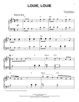 page one of Louie, Louie (Easy Piano)