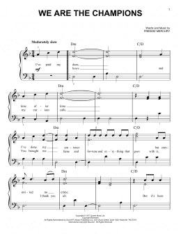 page one of We Are The Champions (Very Easy Piano)