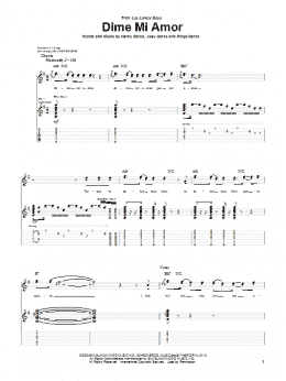 page one of Dime Mi Amor (Guitar Tab)