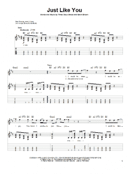 page one of Just Like You (Guitar Tab (Single Guitar))