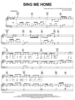 page one of Sing Me Home (Piano, Vocal & Guitar Chords (Right-Hand Melody))