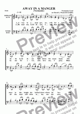 page one of Away in a manger (Normandy Tune)