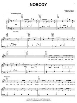 page one of Nobody (Piano, Vocal & Guitar Chords (Right-Hand Melody))