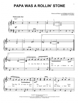 page one of Papa Was A Rollin' Stone (Easy Piano)