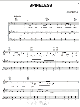 page one of Spineless (Piano, Vocal & Guitar Chords (Right-Hand Melody))