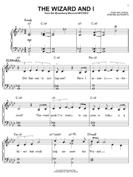 page one of The Wizard And I (from Wicked) (Easy Piano)