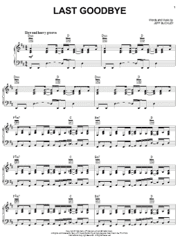 page one of Last Goodbye (Piano, Vocal & Guitar Chords (Right-Hand Melody))