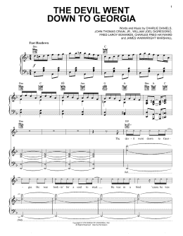 page one of The Devil Went Down To Georgia (Piano, Vocal & Guitar Chords (Right-Hand Melody))