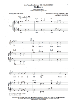 page one of Believe (from The Polar Express) (arr. Mac Huff) (SATB Choir)