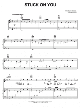 page one of Stuck On You (Piano, Vocal & Guitar Chords (Right-Hand Melody))
