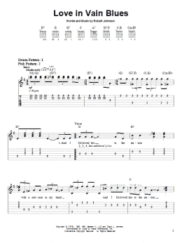 page one of Love In Vain Blues (Easy Guitar Tab)