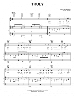 page one of Truly (Piano, Vocal & Guitar Chords (Right-Hand Melody))