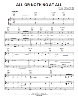 page one of All Or Nothing At All (Piano, Vocal & Guitar Chords (Right-Hand Melody))