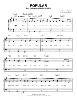page one of Popular (from Wicked) (Easy Piano)