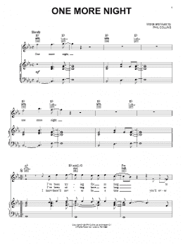 page one of One More Night (Piano, Vocal & Guitar Chords (Right-Hand Melody))