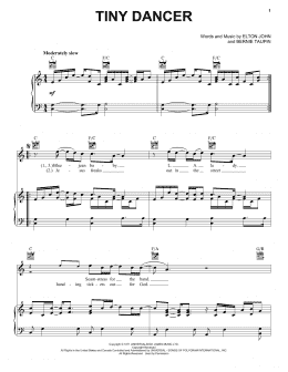 page one of Tiny Dancer (Piano, Vocal & Guitar Chords (Right-Hand Melody))