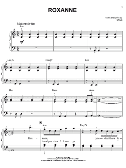 page one of Roxanne (Easy Piano)