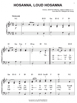 page one of Hosanna, Loud Hosanna (Easy Piano)