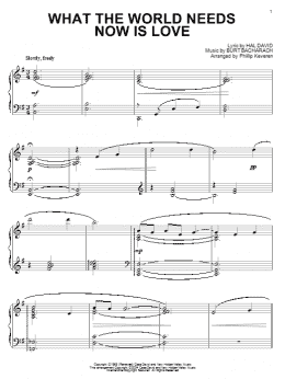 page one of What The World Needs Now Is Love (arr. Phillip Keveren) (Piano Solo)